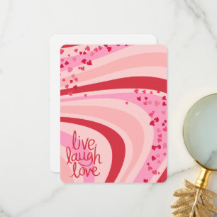 Tarjeta De Agradecimiento Live, Laugh, Love Retro Heart Wave, Flat Notecard