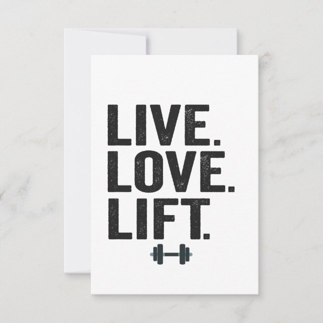 Tarjeta De Agradecimiento Live Love Lift Funny Fitness Weight Lifting Gym (Anverso)