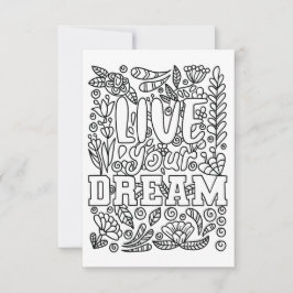 Tarjeta De Agradecimiento Live Your Dream Color Your Own Note Card