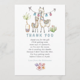 Tarjeta De Agradecimiento Llama a acuarela tema Baby Shower Gracias
