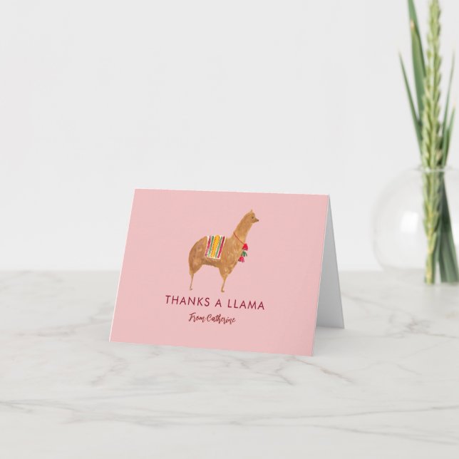 Tarjeta De Agradecimiento Llama Alpaca Elegante y Bonita Animal Ilustrado a  (Anverso)