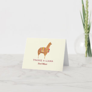 Tarjeta De Agradecimiento Llama Alpaca Elegante y Bonita Animal Ilustrado a