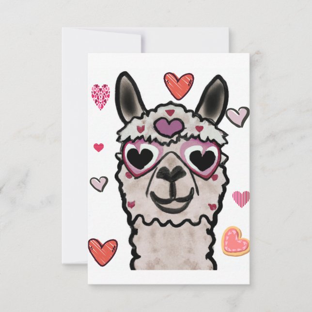 Tarjeta De Agradecimiento Llama de Guay con lentes de corazón (Anverso)