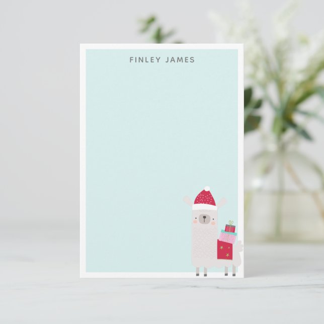 Tarjeta De Agradecimiento Llama de Navidad linda pastel azul nombre personal (Anverso de pie)