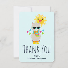 Tarjeta De Agradecimiento Llama Guay y Sol sonriente Kawaii