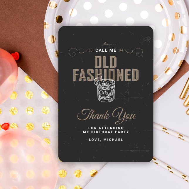 Tarjeta De Agradecimiento Llámame Antiguo Cóctel Whiskey Fashion Cumpleaños (Subido por el creador)