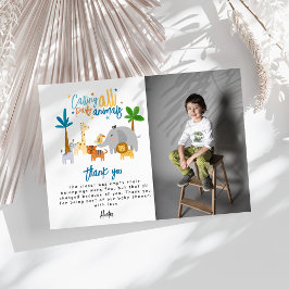 Tarjeta De Agradecimiento Llamando a Todos los Animales de la Fiesta Cumplea