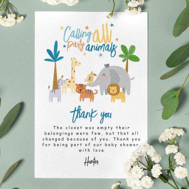 Tarjeta De Agradecimiento Llamando a todos los animales Fiestas Fiesta de cu (Subido por el creador)