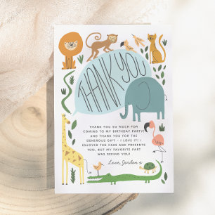 Tarjeta De Agradecimiento ¡Llamando a todos los animales Fiestas! Partido de