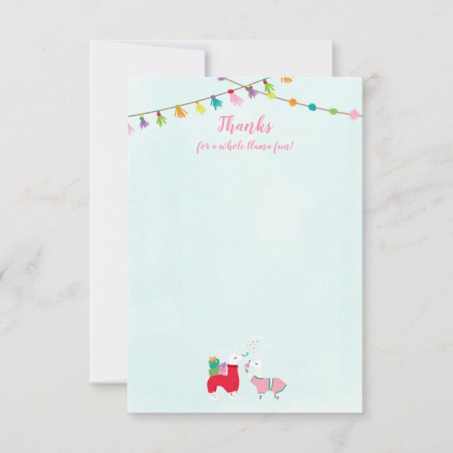 Tarjeta De Agradecimiento Llamas al Fiesta de pijamas (Anverso)