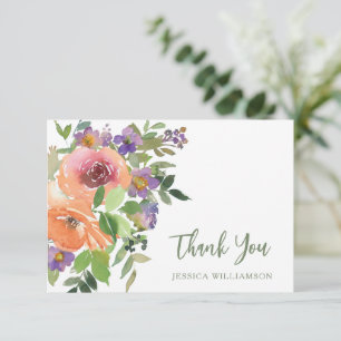 Tarjeta De Agradecimiento Llamativo Naranja Floral Cumpleaños Bridal Shower 