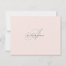 Tarjeta De Agradecimiento Llano rosa y gris monogramado Rubor