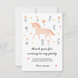 Tarjeta De Agradecimiento Llanto floral dulce unicornio