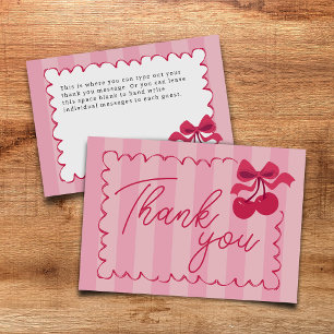 Tarjeta De Agradecimiento Llanura de Baby Shower de cerezo rosa a rayas