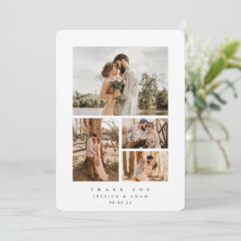 Tarjeta De Agradecimiento Llanura de Boda de fotos de color blanco elegante