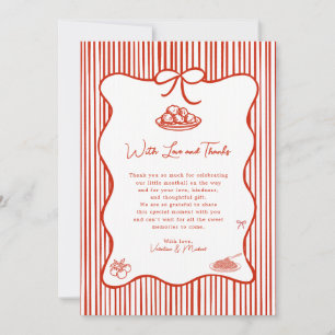 Tarjeta De Agradecimiento Llega una pequeña albóndiga, Doodle Baby Shower