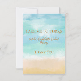 Tarjeta De Agradecimiento Llévame De Vacaciones A Turks Fiesta De Despedida