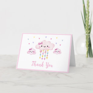Tarjeta De Agradecimiento Lluvia coloreada rosa dulce Baby Shower