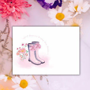 Tarjeta De Agradecimiento Lluvia de Abril Flores Lazos Botas de Lluvia Baby