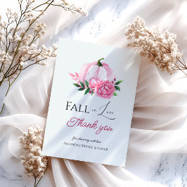 Tarjeta De Agradecimiento Lluvia de Amor Rosa Claro Calabaza Fiesta de Despe