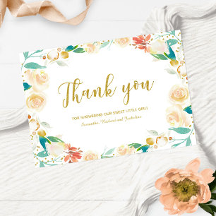 Tarjeta De Agradecimiento Lluvia de Bendiciones Corona Floral de Melocotón B