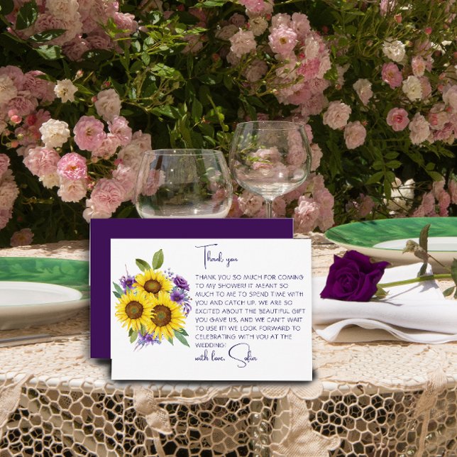 Tarjeta De Agradecimiento Lluvia de boda acuarela amarillo girasol (Subido por el creador)