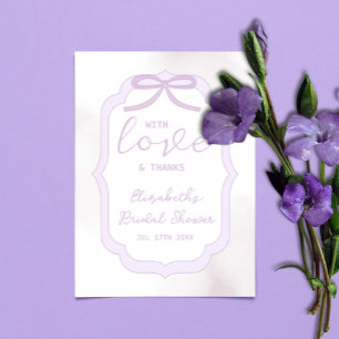 Tarjeta De Agradecimiento Lluvia de boda acuarela lazo púrpura