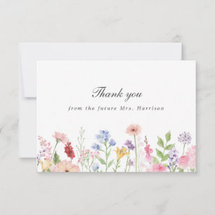 Tarjeta De Agradecimiento Lluvia de Boda de Borde Floral de Primavera