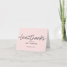 Tarjeta De Agradecimiento Lluvia de Boda de Caligrafía Moderna Rosa Claro Do