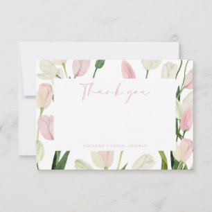 Tarjeta De Agradecimiento Lluvia de Boda de Tulipán Rosa Suave