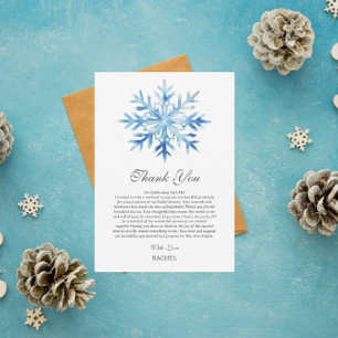 Tarjeta De Agradecimiento Lluvia de copos de Navidad Bridal Shower tema de i