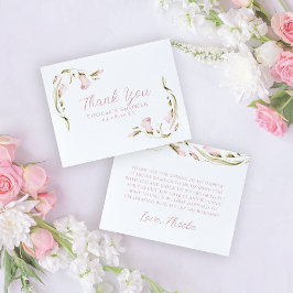 Tarjeta De Agradecimiento Lluvia de flores acuarela rosadas para despedida d