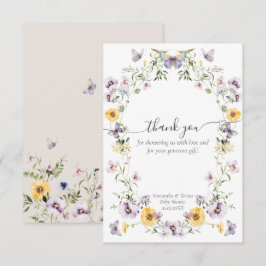 Tarjeta De Agradecimiento Lluvia de flores Baby Shower Mariposa