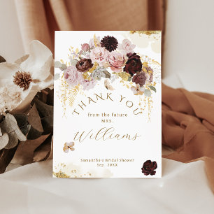 Tarjeta De Agradecimiento Lluvia de flores doradas Bridal Shower Otoñal