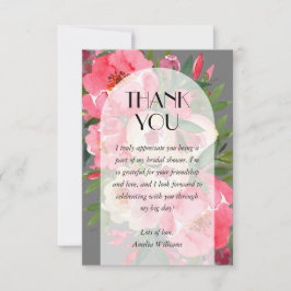 Tarjeta De Agradecimiento Lluvia de flores gris para boda