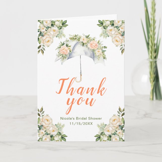 Tarjeta De Agradecimiento Lluvia de flores para despedida de soltera (Anverso)