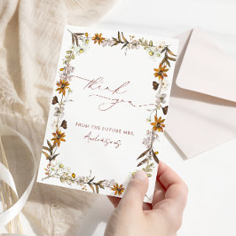 Tarjeta De Agradecimiento Lluvia de Flores Silvestres Elegante Despedida de