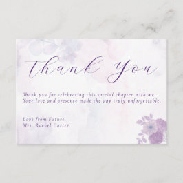 Tarjeta De Agradecimiento Lluvia de Novia con Letra de Acuarela de Ametista