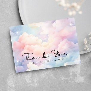 Tarjeta De Agradecimiento Lluvia de Nubes Pastel de Ensueño para Despedida d