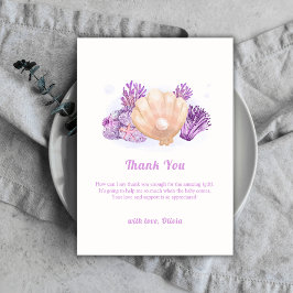 Tarjeta De Agradecimiento Lluvia de Pearl Rustic Purple Baby Shower