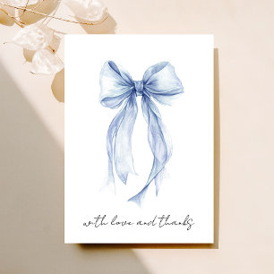 Tarjeta De Agradecimiento Lluvia de Regalos de Boda Acuarela Azul Coqueta