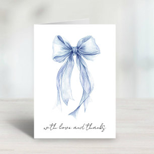 Tarjeta De Agradecimiento Lluvia de regalos de boda acuarela lazo azul coque