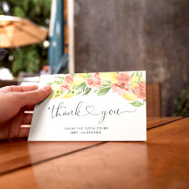Tarjeta De Agradecimiento Lluvia de Regalos Nupciales con Cítrico a Limón y