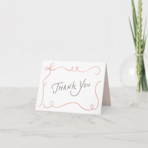Tarjeta De Agradecimiento Lluvia de Regalos Nupciales con Listón Rosa Coral