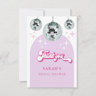 Tarjeta De Agradecimiento Lluvia de Regalos Nupciales con Ritmo Disco Retro 