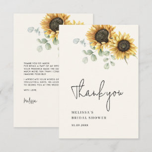 Tarjeta De Agradecimiento Lluvia de Regalos Nupciales Flor de Eucalipto y Gi