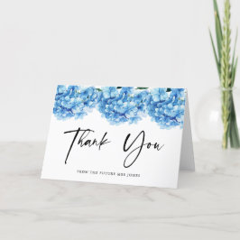Tarjeta De Agradecimiento Lluvia de Regalos Nupciales Floral Hortensia Azul 
