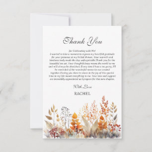Tarjeta De Agradecimiento Lluvia de regalos para novia con tema de otoño