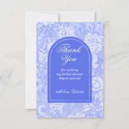 Tarjeta De Agradecimiento Lluvia Nupcial Victoriana Floral Azul Real
