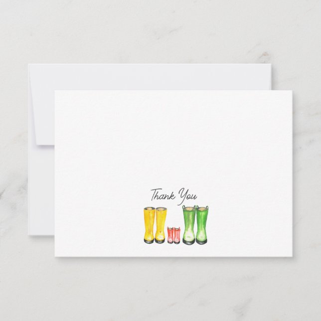Tarjeta De Agradecimiento Lluvia Roja de Little Sprout Boots Gardening (Anverso)